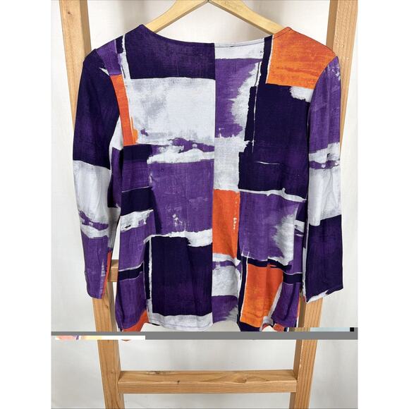 NWT Liv by Habitat Clothes 3/4 Sleeve Round Neck Abstract Top #1164 Size XS - Picture 2 of 3